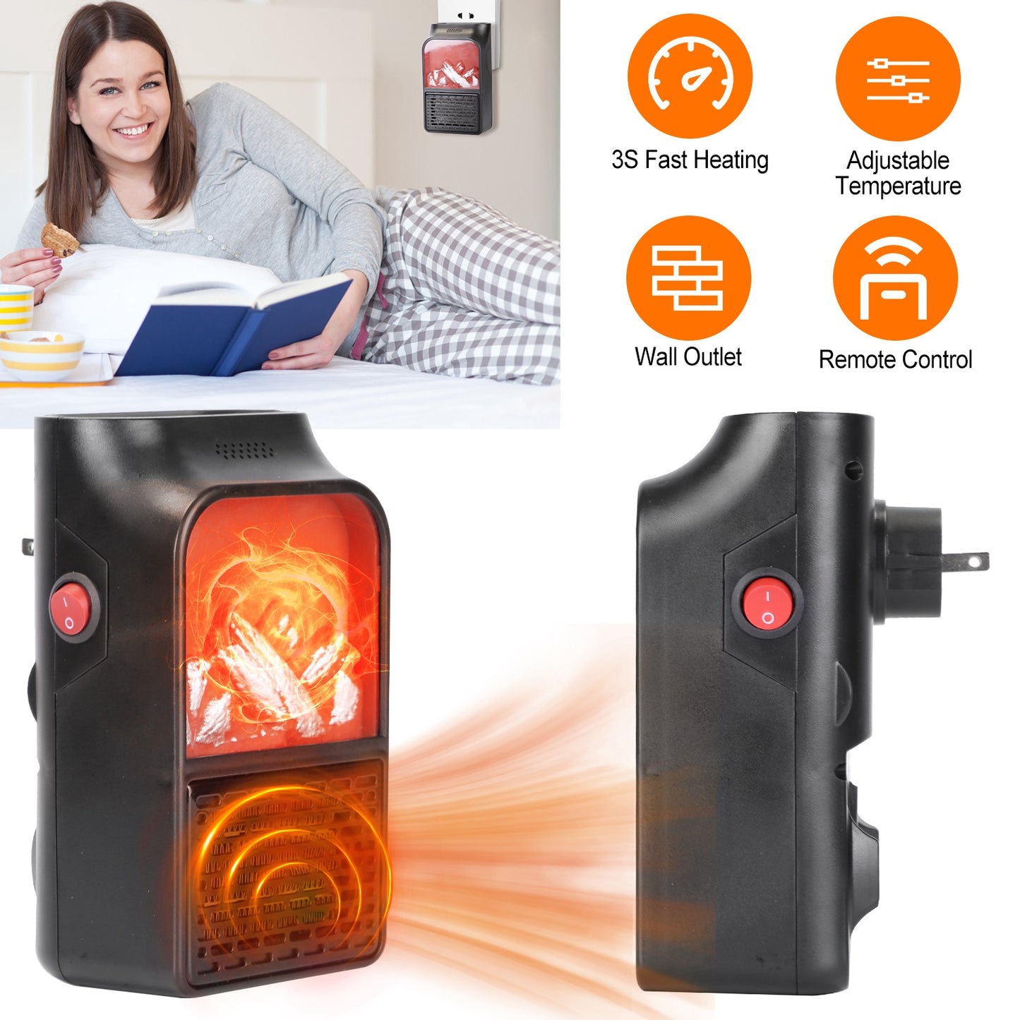800W Plug-In Space Heater with Remote and Digital Thermostat