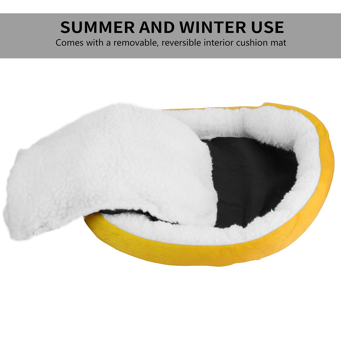 Soft Fleece Dog Bed with Reversible Cushion for Small Pets