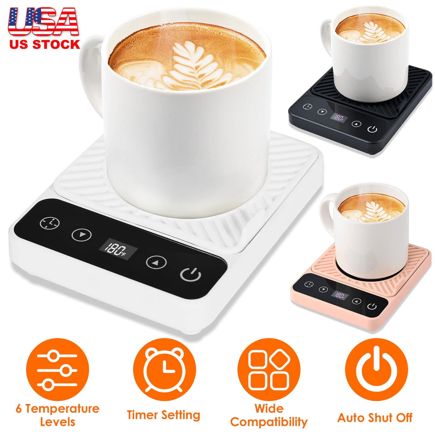 Electric Mug Warmer with 6 Temperature Levels & Auto Shut-Off