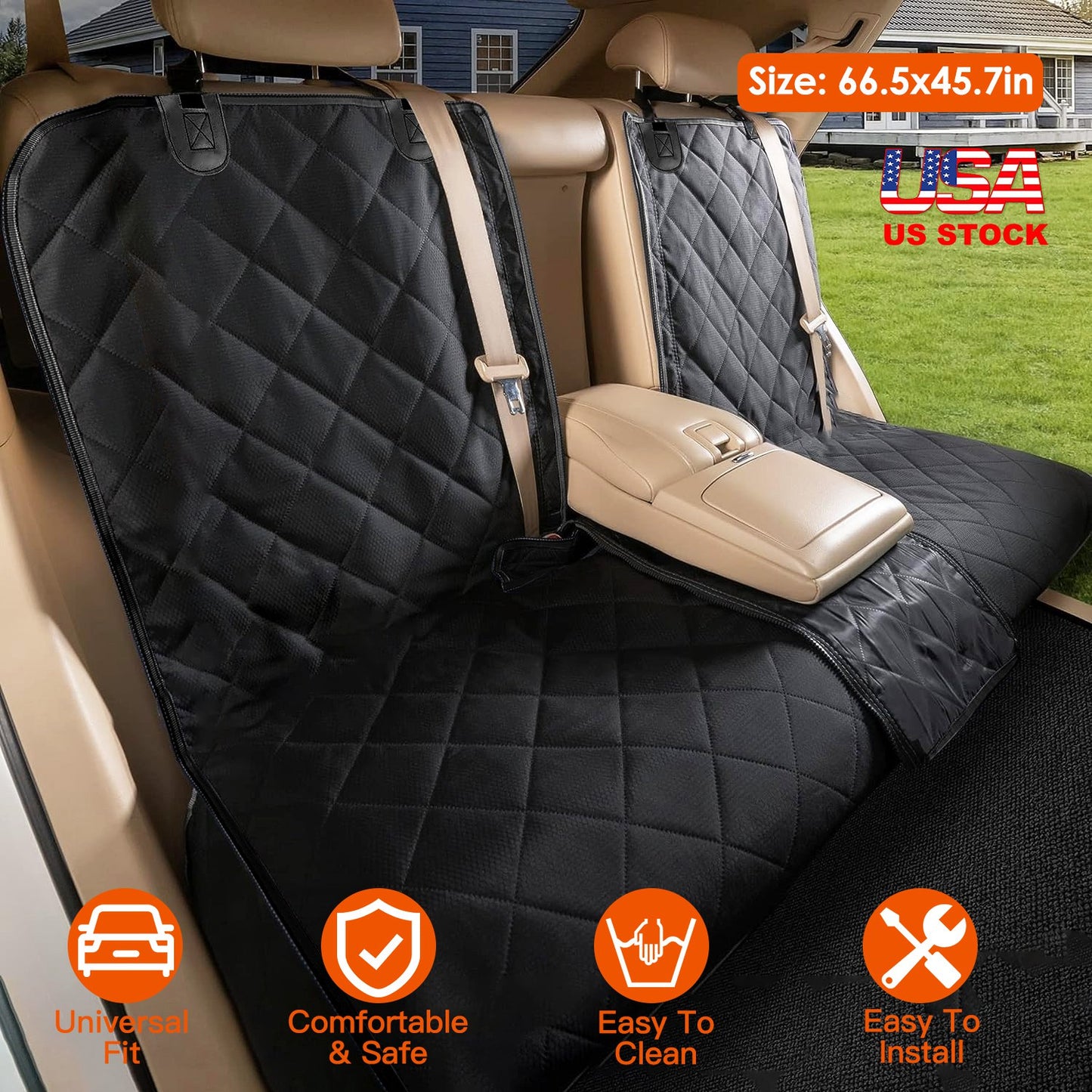 Waterproof Dog Car Seat Cover with Safety Belt