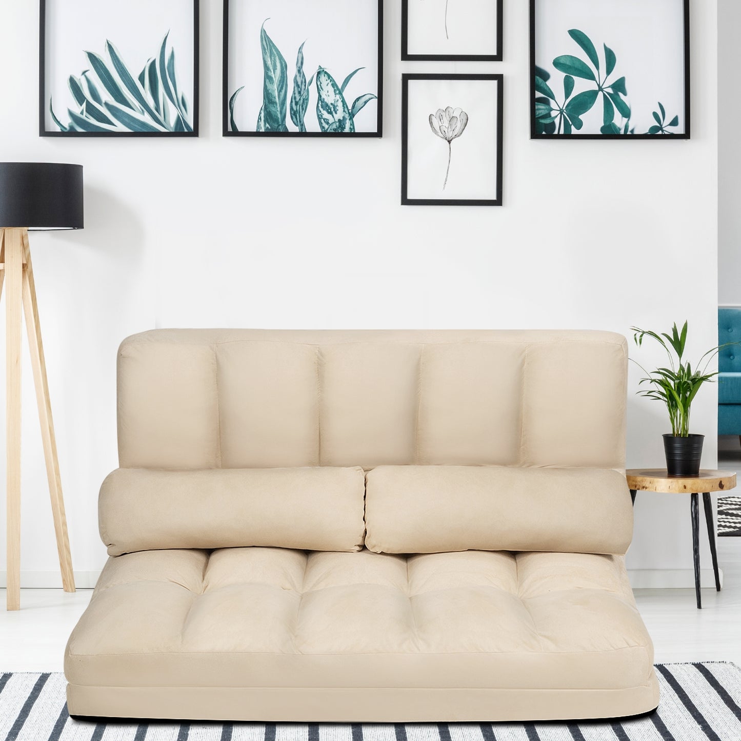 6-Position Foldable Floor Sofa Bed with Removable Cover