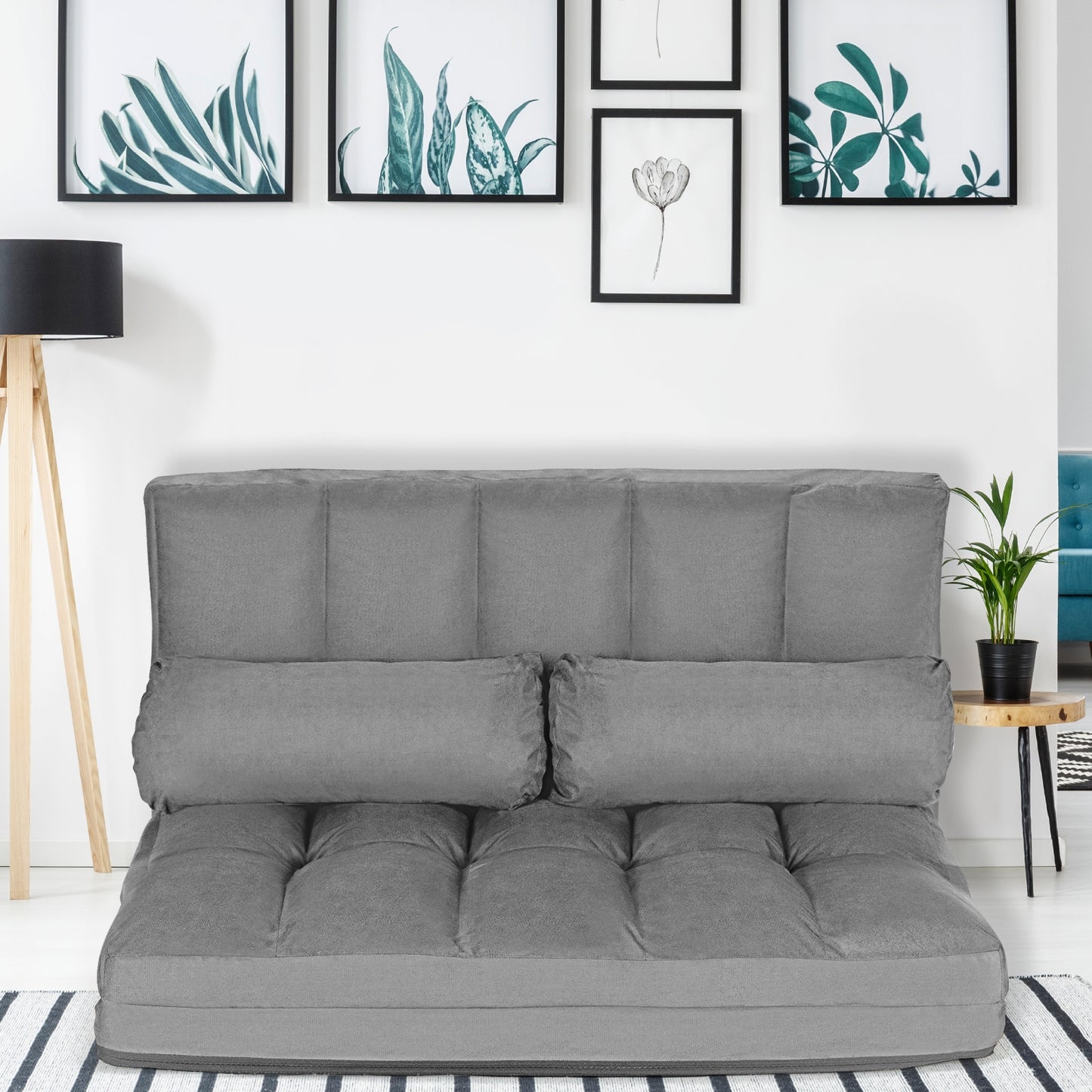 6-Position Foldable Floor Sofa Bed with Removable Cover