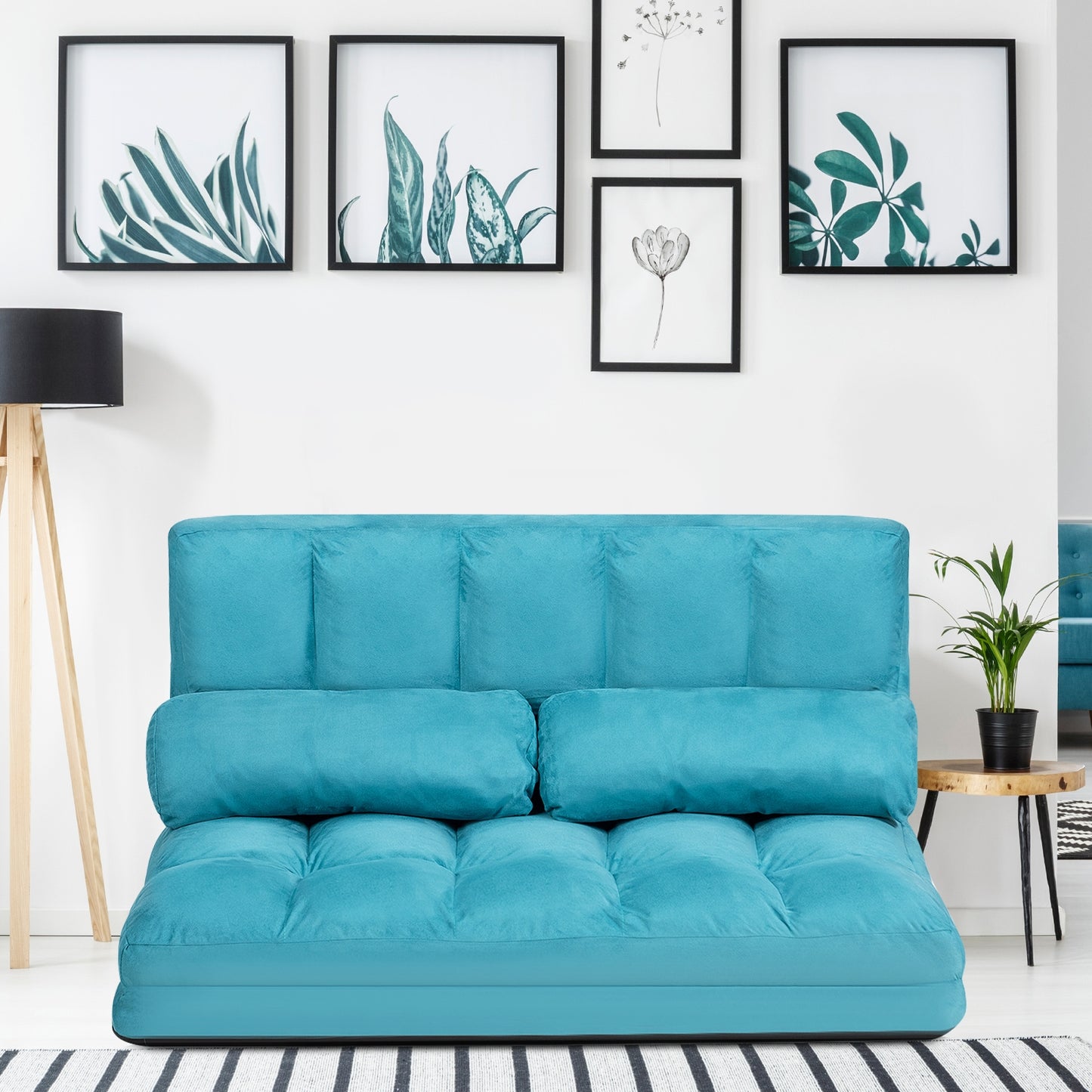 6-Position Foldable Floor Sofa Bed with Removable Cover