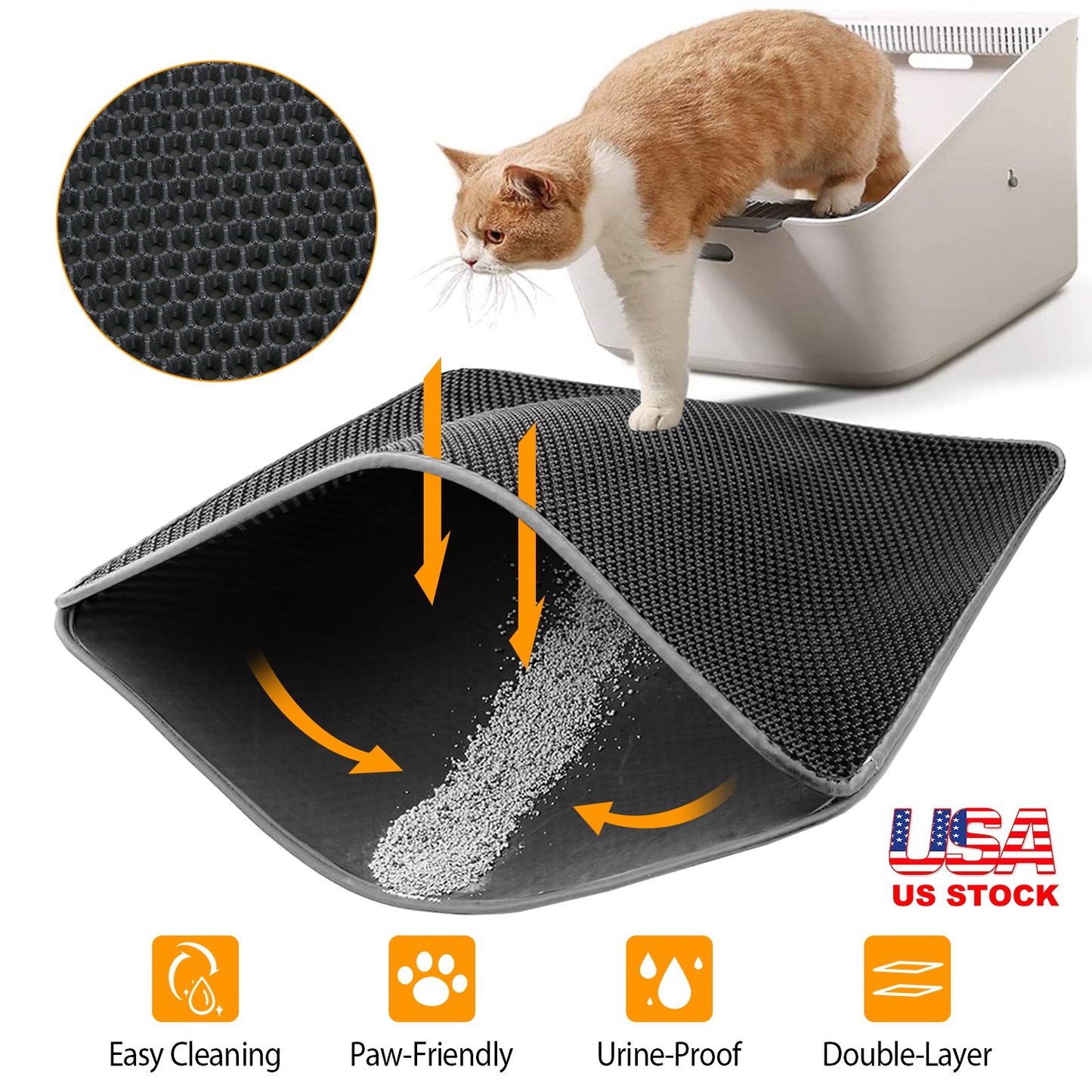 Double Layer Cat Litter Mat with Honeycomb Design