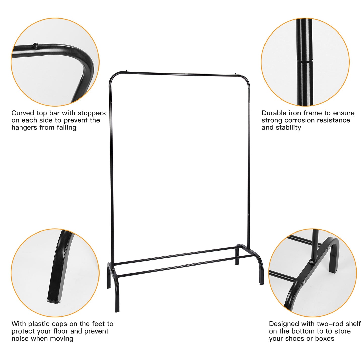Freestanding Garment Rack with Bottom Shelf - 33 lbs Capacity
