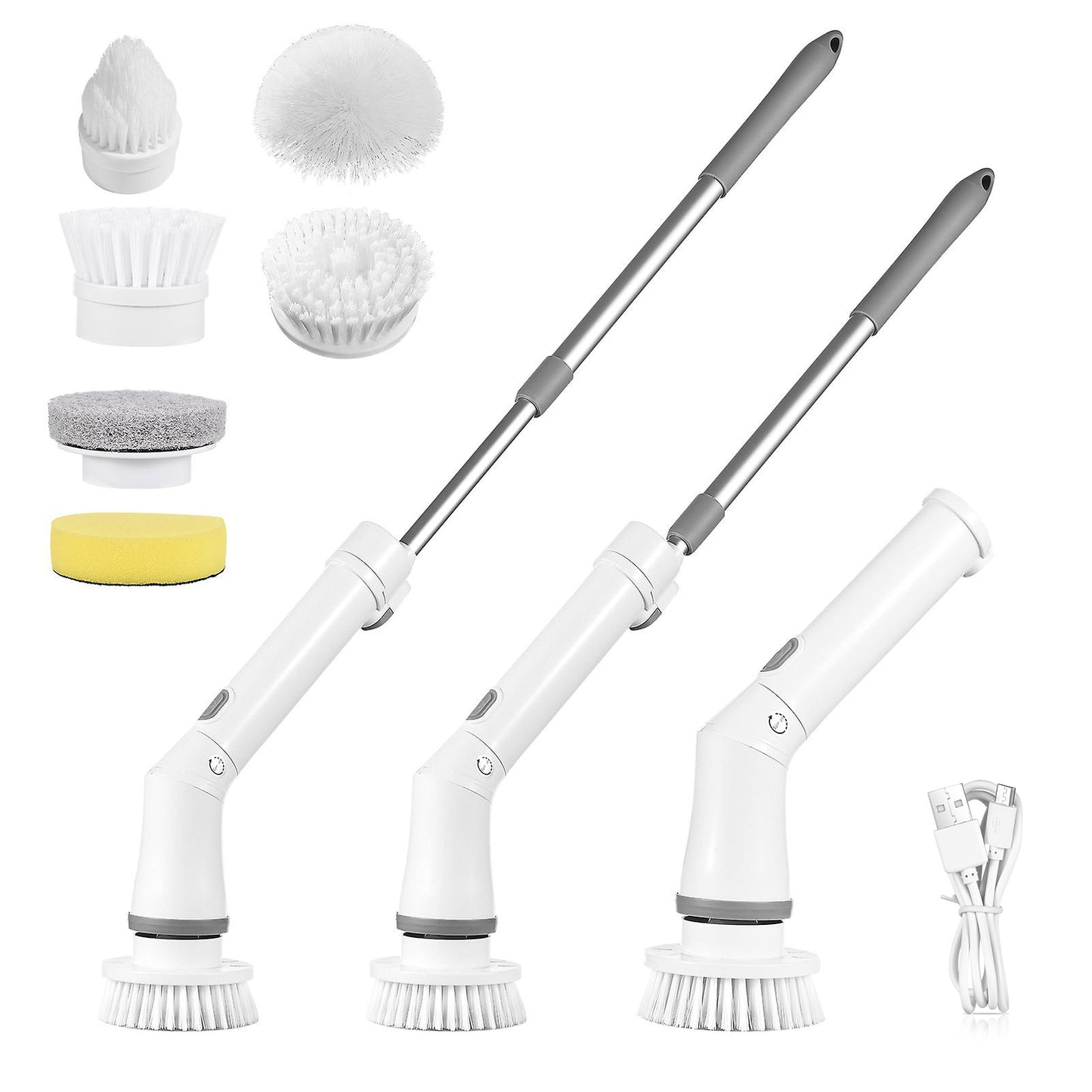 Electric Spin Scrubber with Telescopic Arm & 6 Brush Heads
