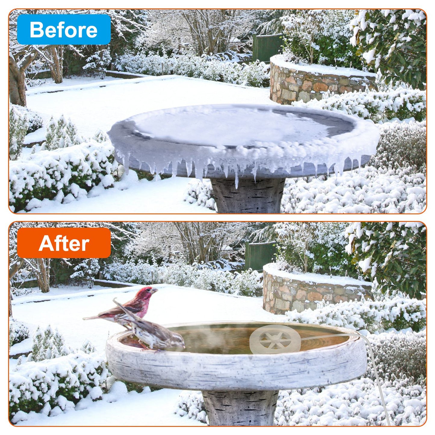 Bird Bath Heater 70W Thermostat Controlled Outdoor Deicer