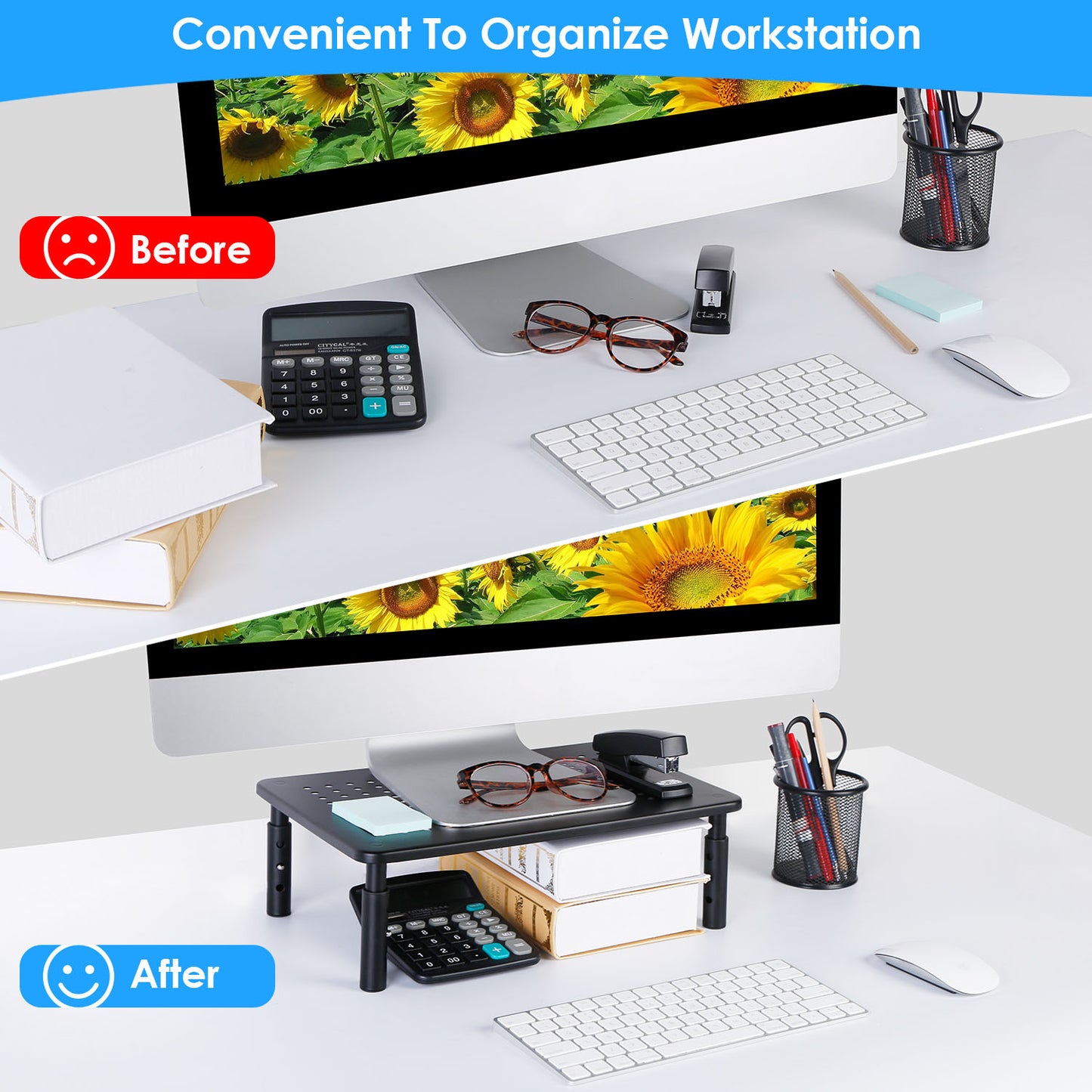 Monitor Stand Riser with 3 Adjustable Heights & Ventilation