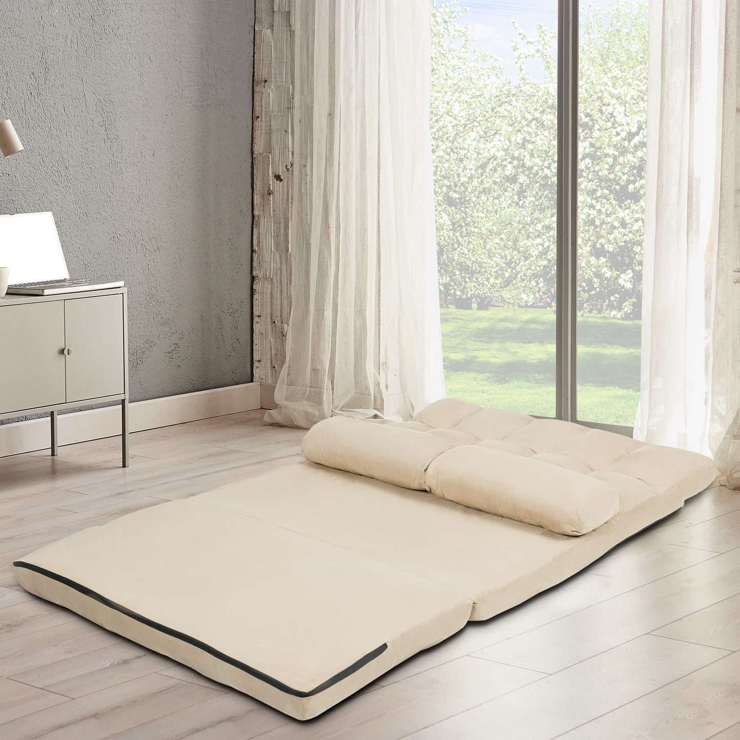 6-Position Foldable Floor Sofa Bed with Removable Cover