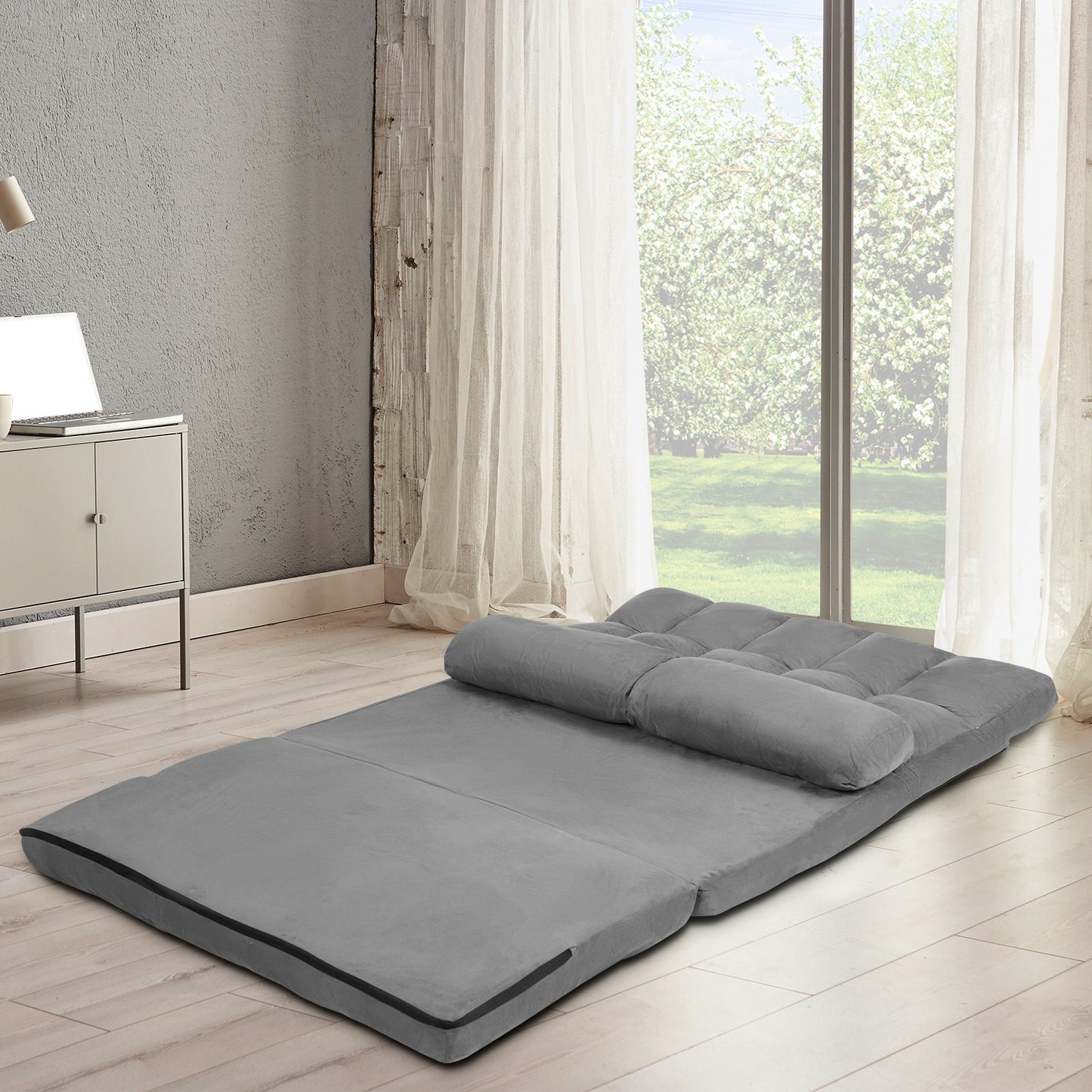 6-Position Foldable Floor Sofa Bed with Removable Cover