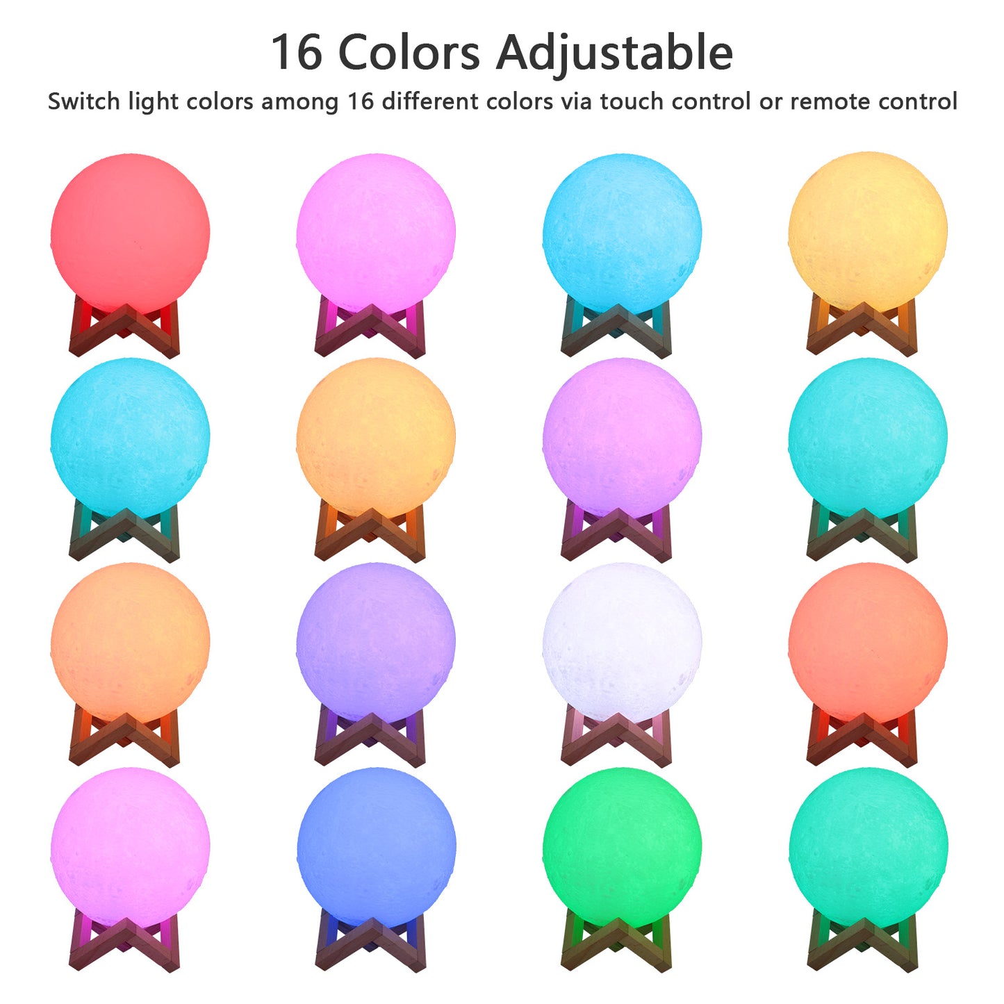 3D Moon Lamp Night Light with 16 Colors and Remote Control