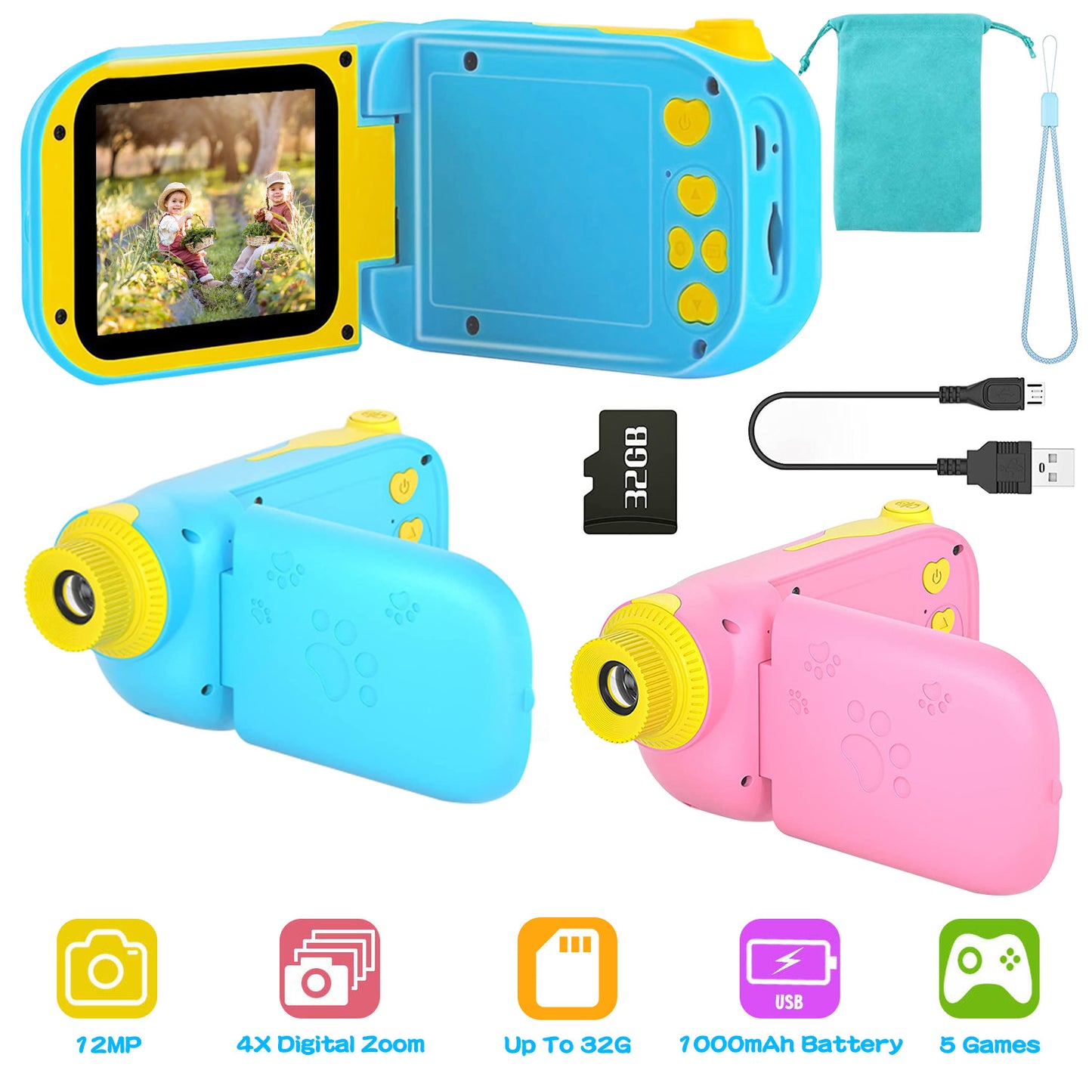 Kids Digital Camera with 2.4" Screen and 32GB Card