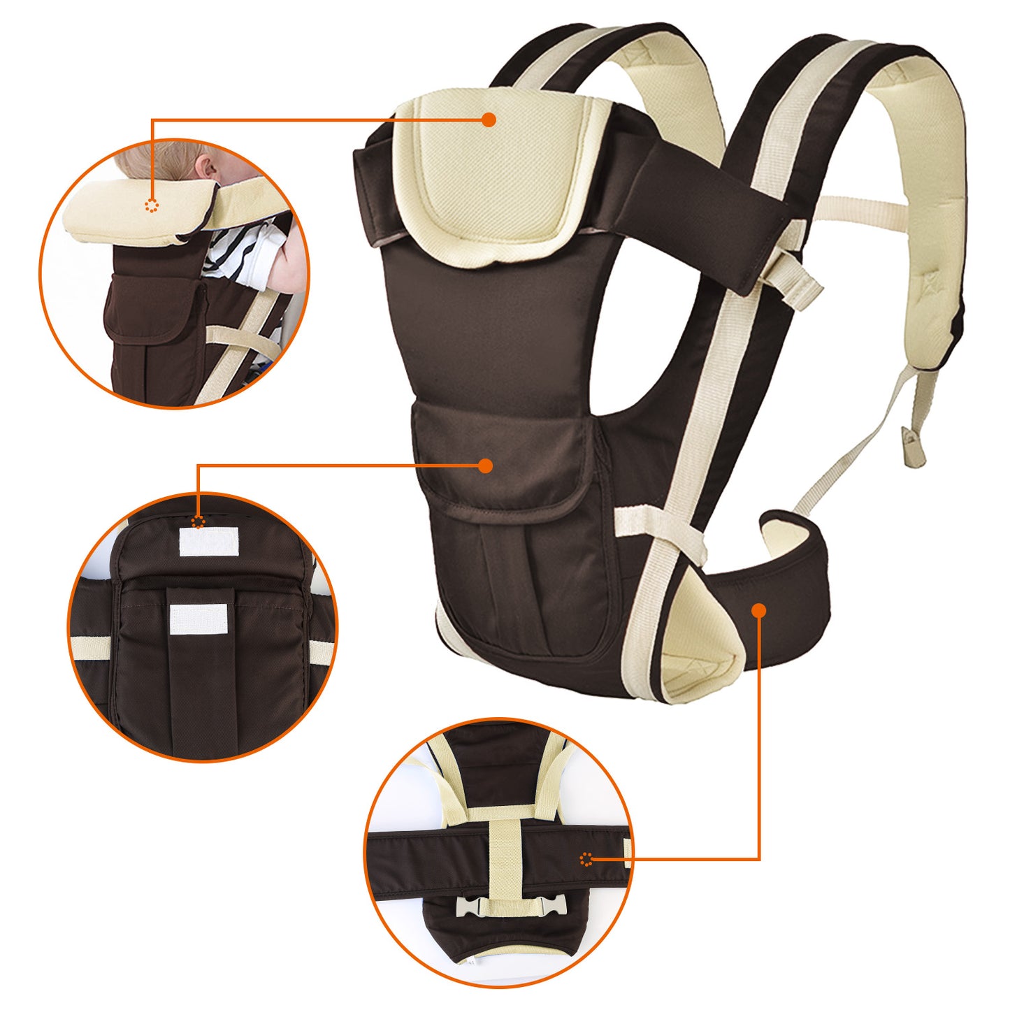 Baby Carrier with 4 Carrying Positions - Breathable & Adjustable