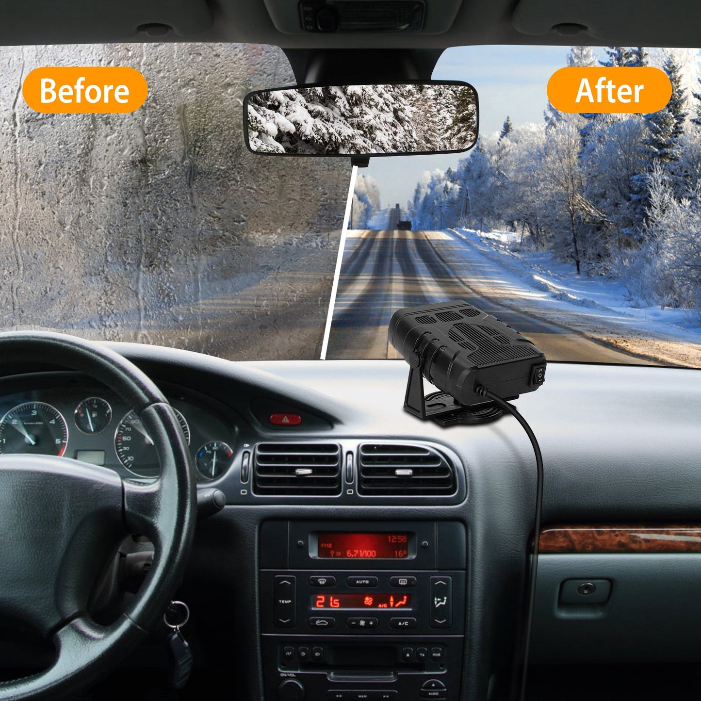 24V Portable Car Heater 200W 2-in-1 Defroster Fan