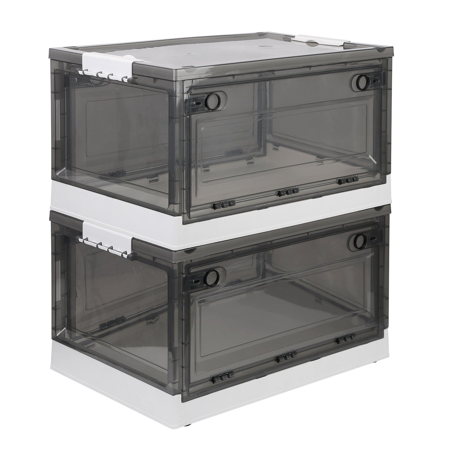 Foldable Storage Bins with Wheels - 2 Pack Stackable Organizer