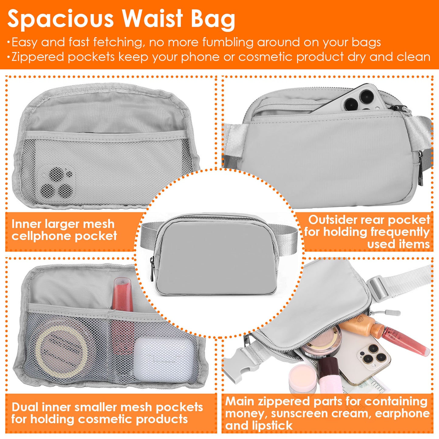 Unisex Sport Waist Pack with Multiple Pockets