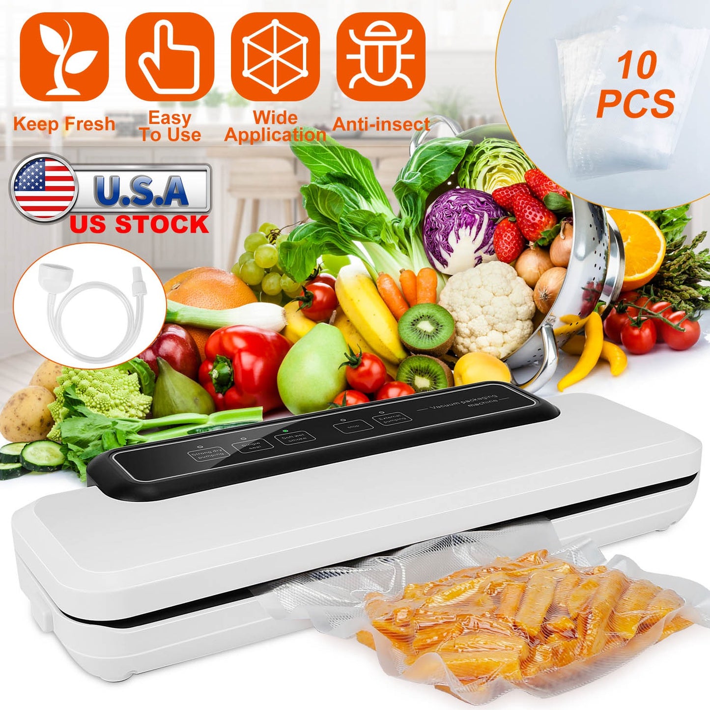 Electric Vacuum Sealer Machine with 10 Bags