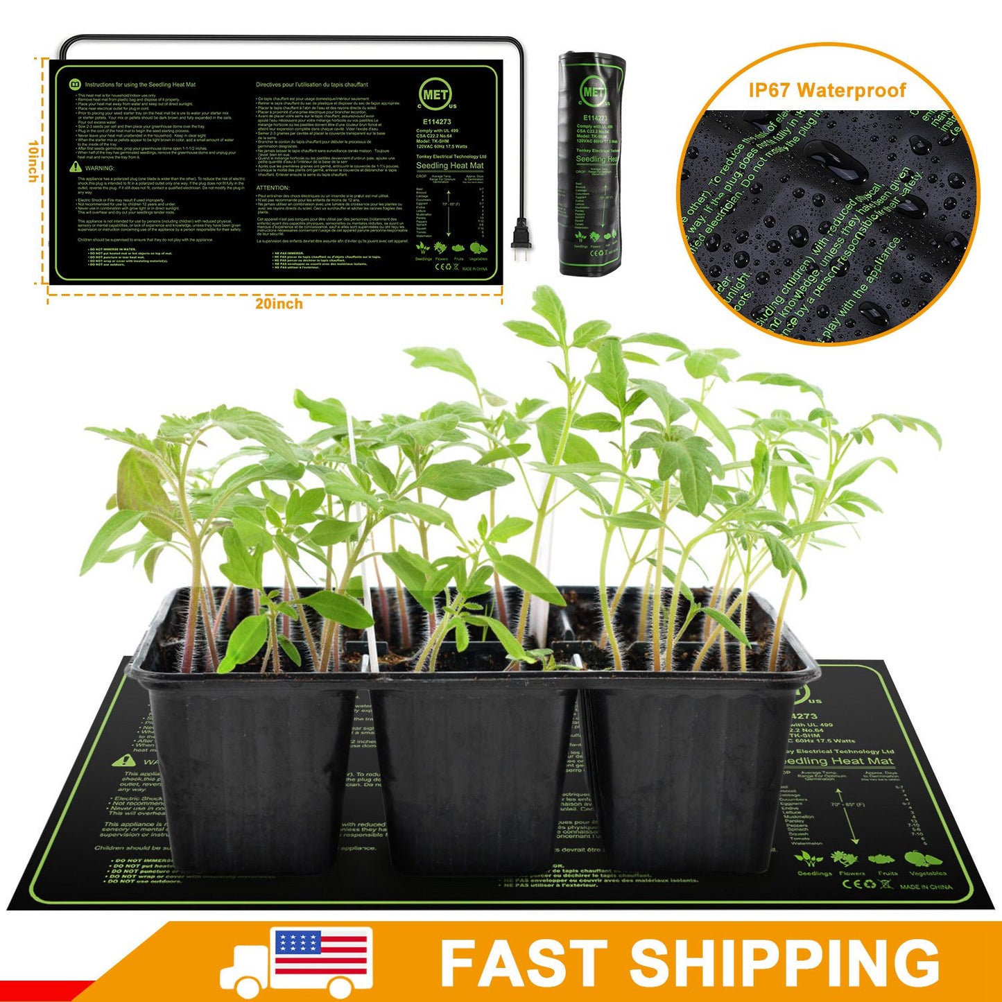 Seedling Heat Mat 10x20 Waterproof for Seed Germination