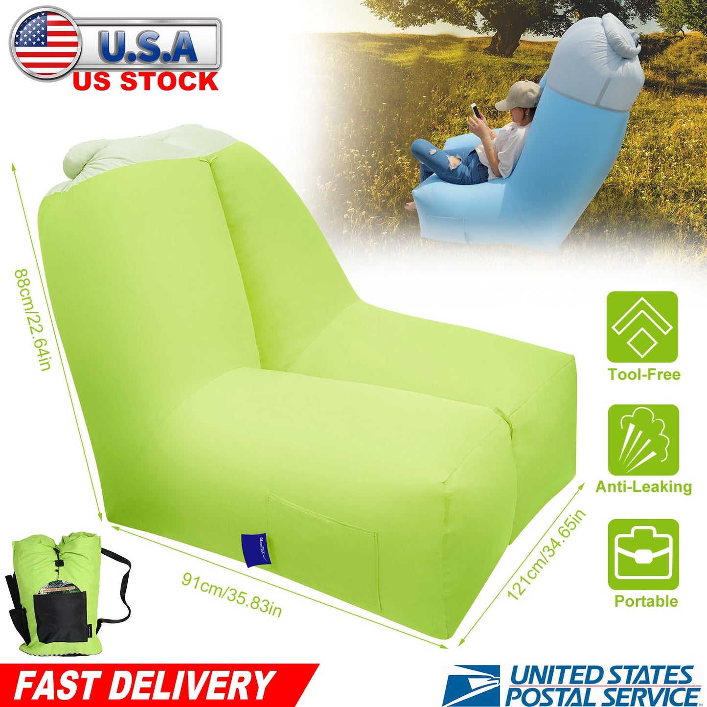 Inflatable Lounger Air Sofa with Carry Bag - Waterproof