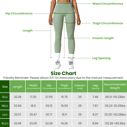 High Waist Workout Leggings with Tummy Control - 25" Inseam