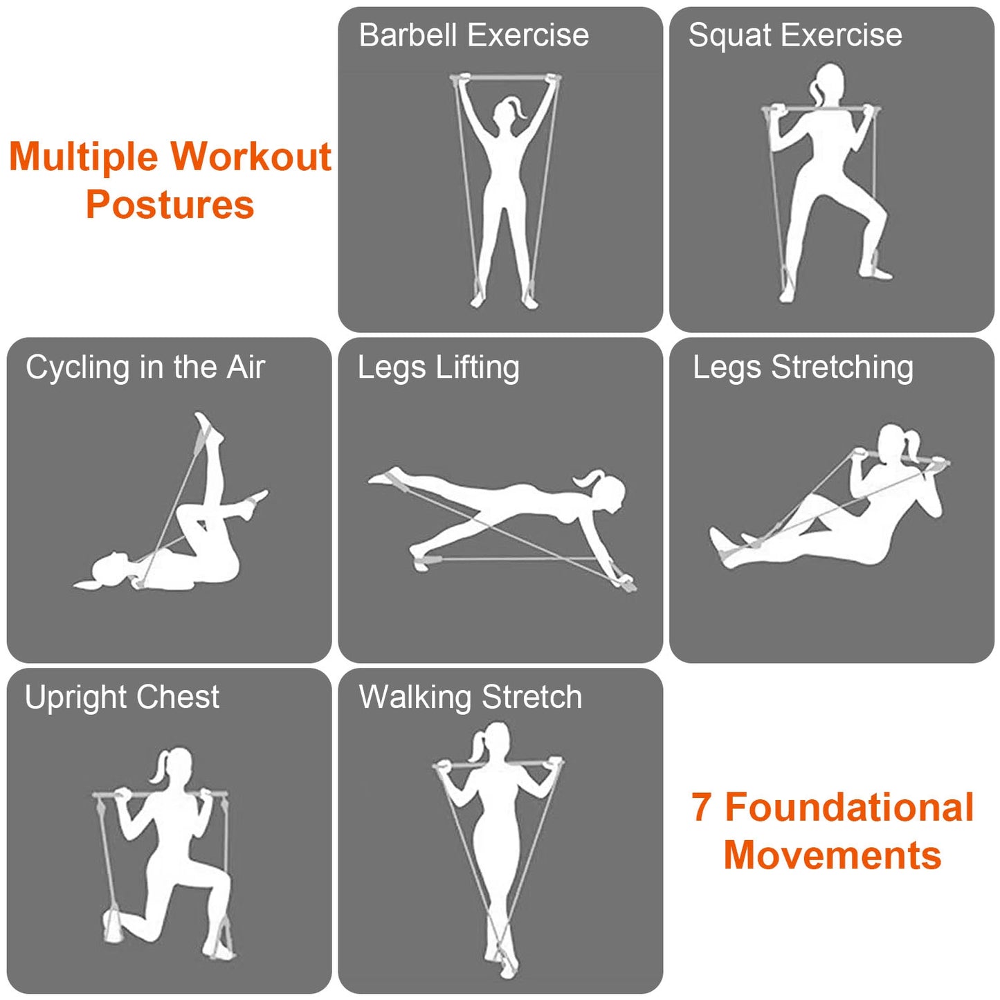 Pilates Bar Kit with 100LBS Resistance Bands & Accessories