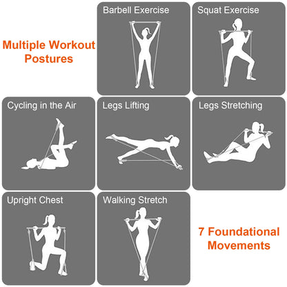 Pilates Bar Kit with 100LBS Resistance Bands & Accessories