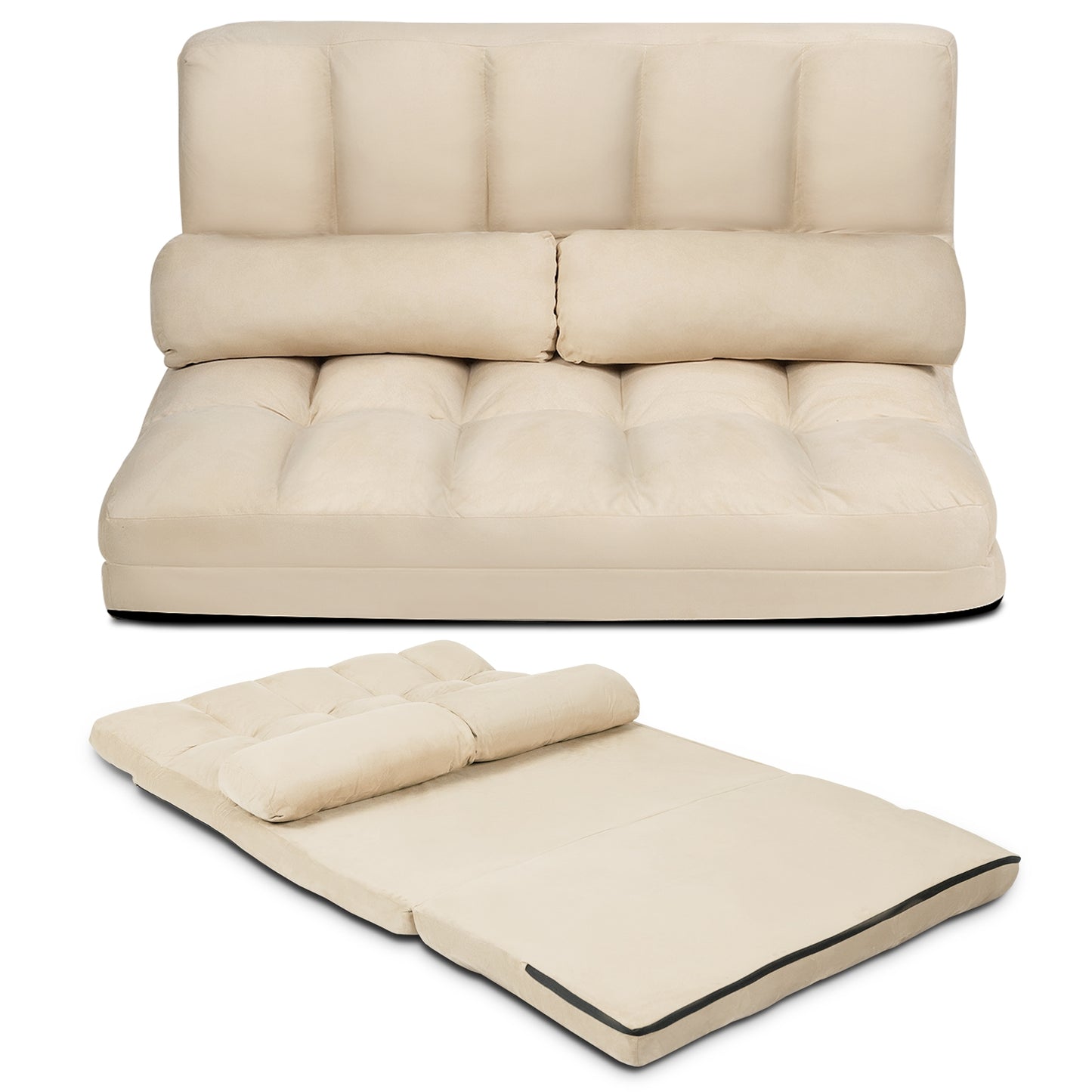 6-Position Foldable Floor Sofa Bed with Removable Cover