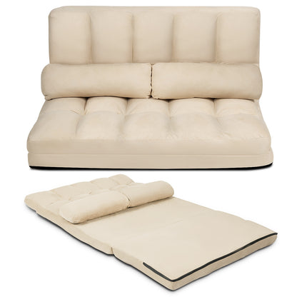 6-Position Foldable Floor Sofa Bed with Removable Cover