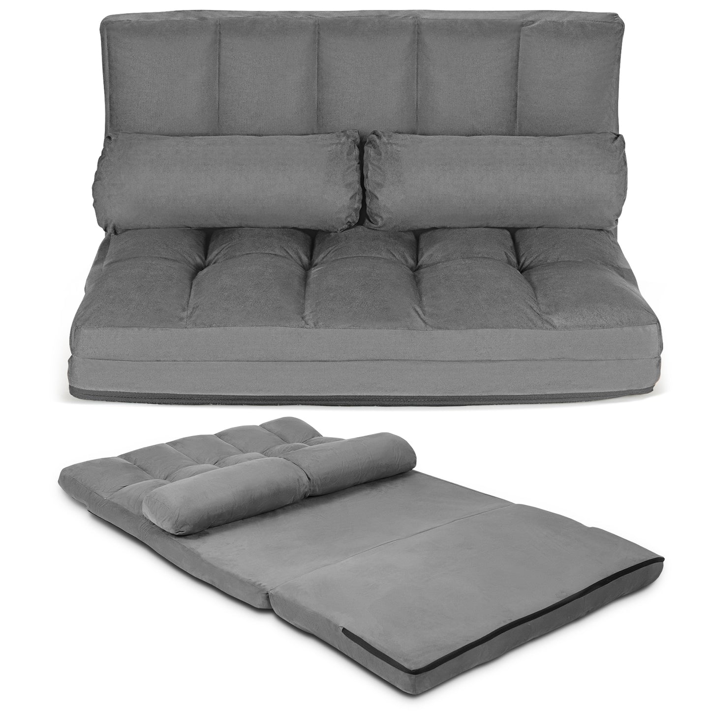 6-Position Foldable Floor Sofa Bed with Removable Cover
