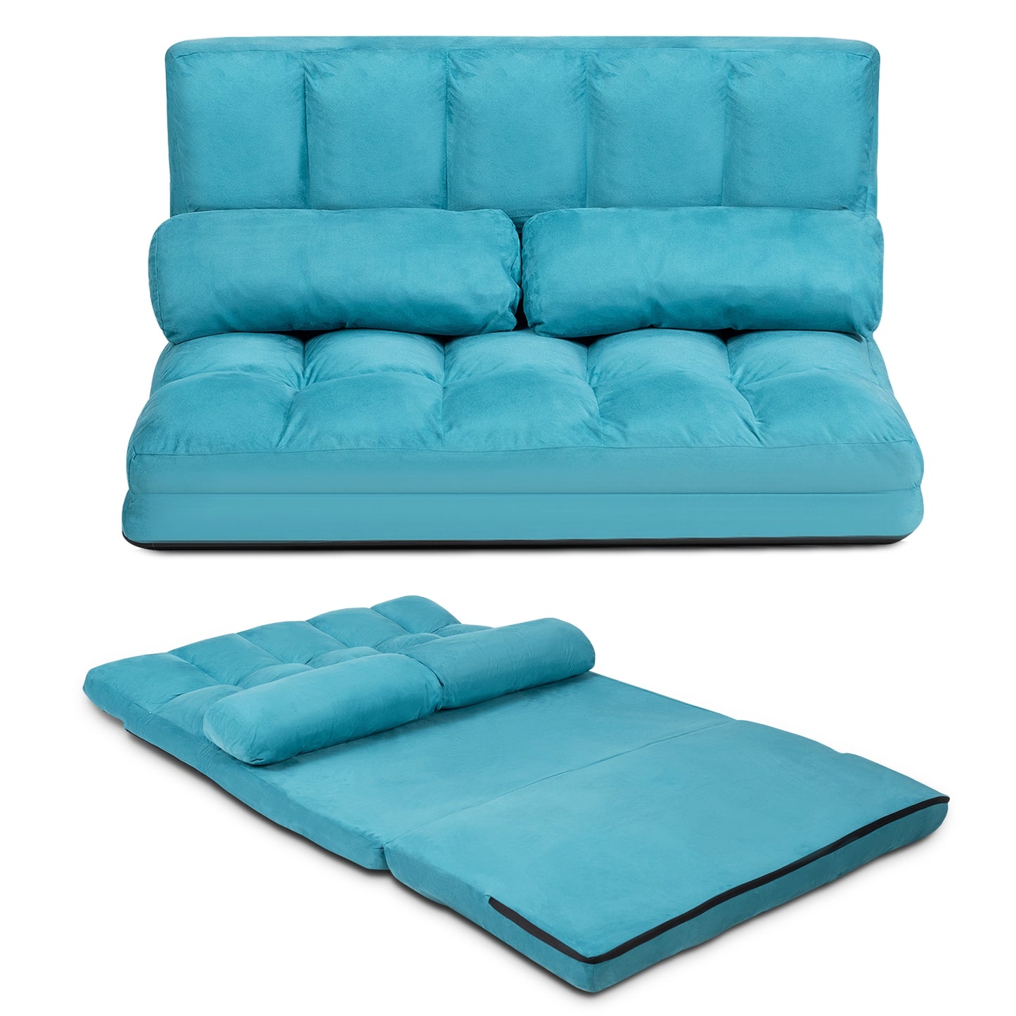 6-Position Foldable Floor Sofa Bed with Removable Cover