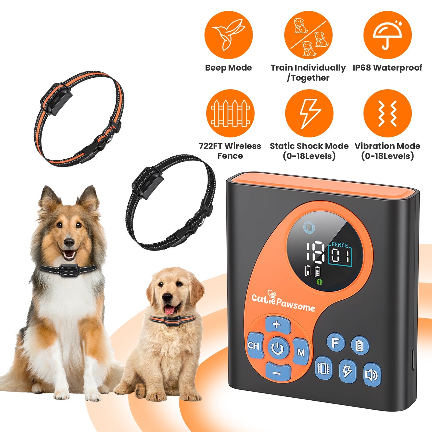 Wireless Dog Fence System with Training Collar – 722FT Range