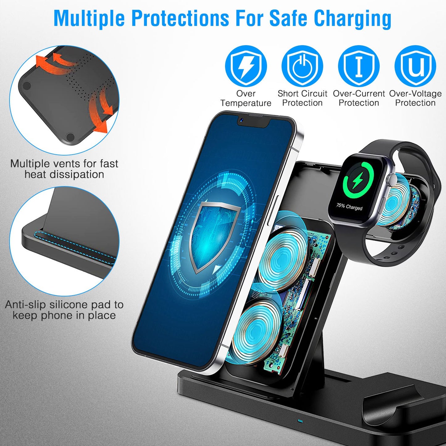 4-in-1 Wireless Charging Station with Foldable Stand