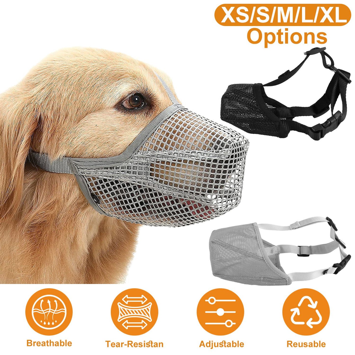 Soft Mesh Dog Muzzle with Adjustable Straps