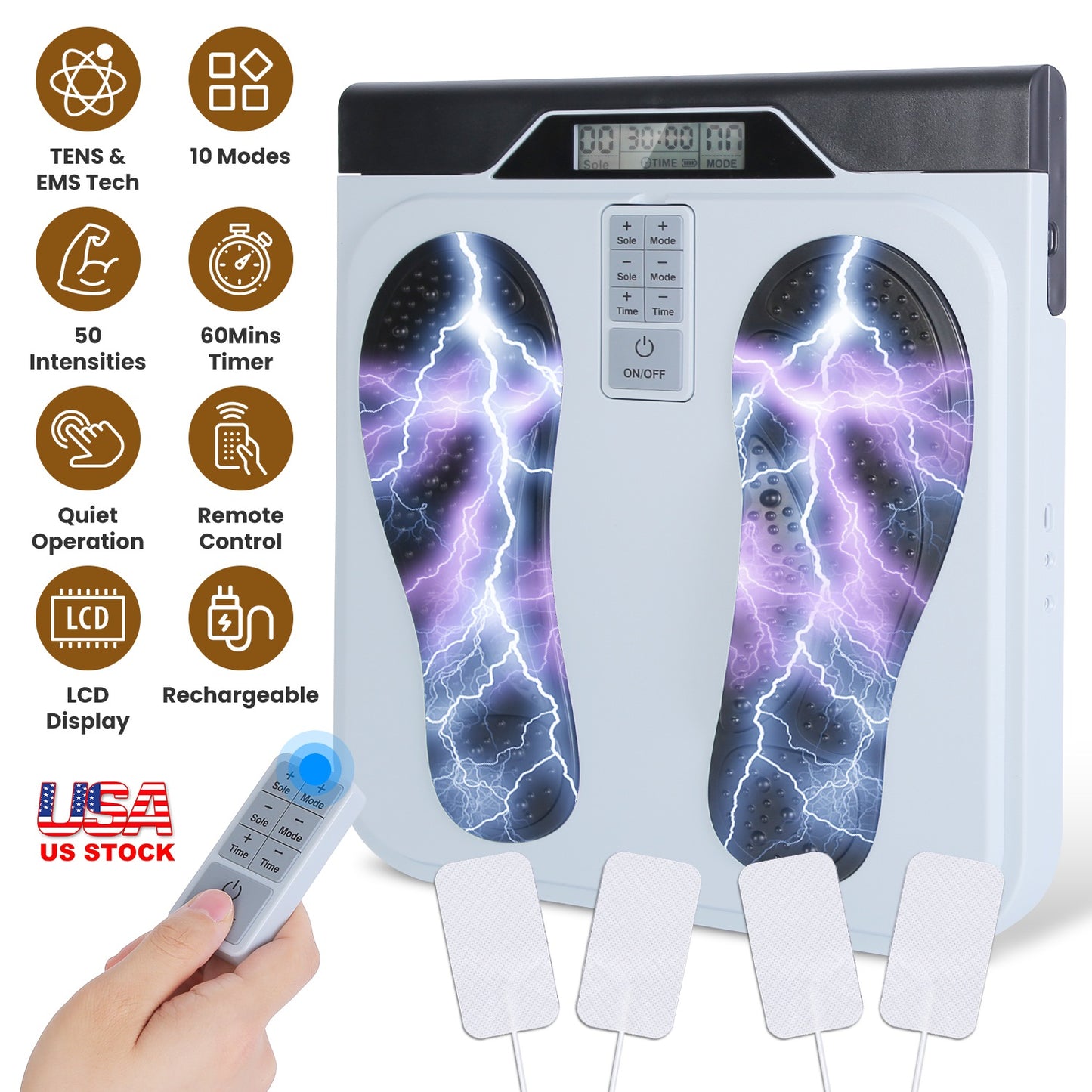 EMS Foot Massager with TENS Technology & Remote Control