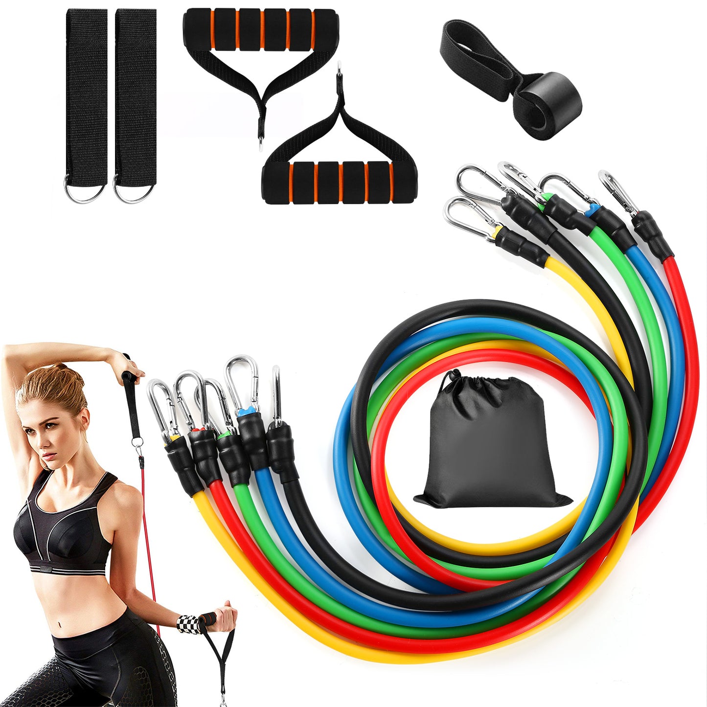 Resistance Bands Set 11-Piece with Door Anchor and Handles