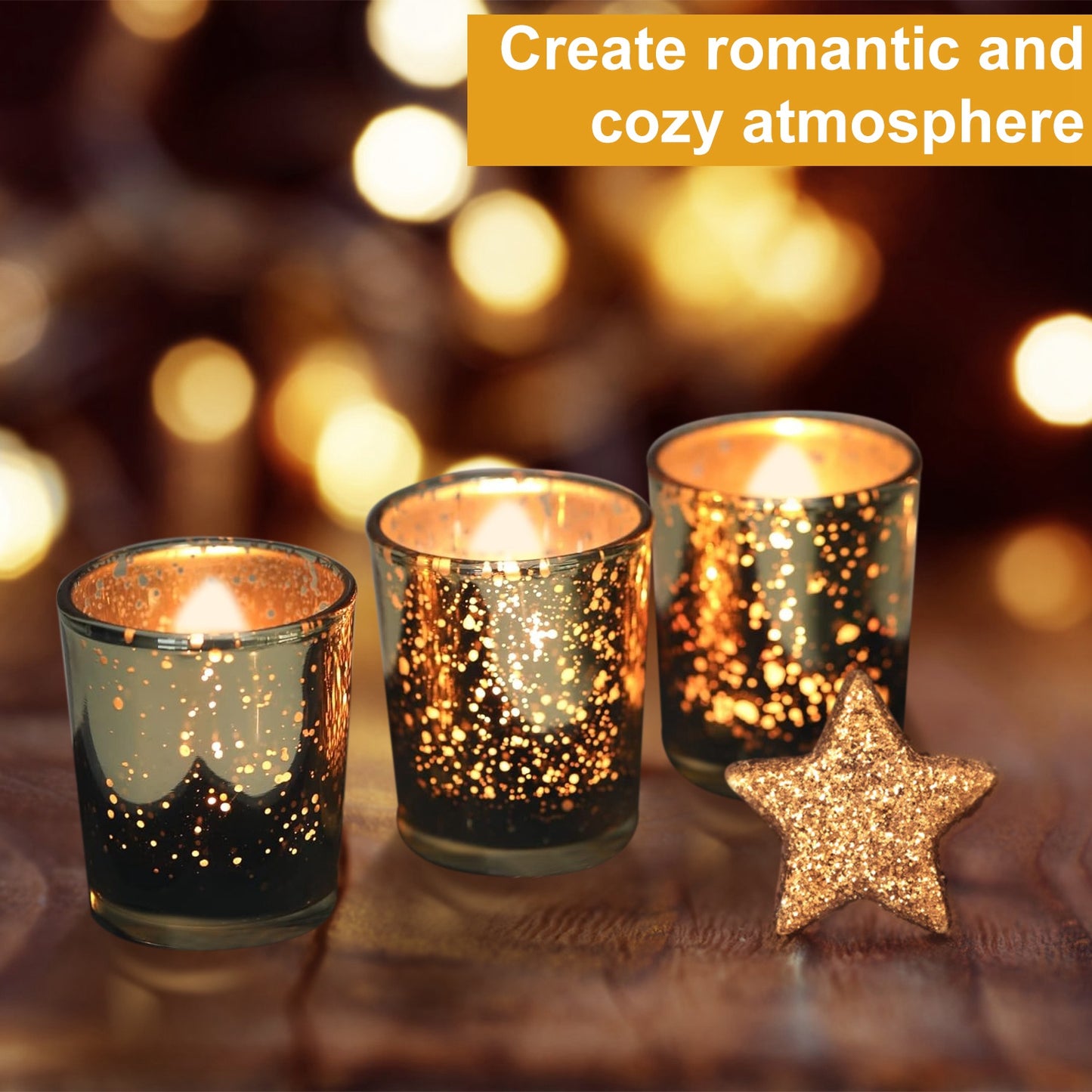 Gold Mercury Glass Votive Candle Holders Set of 24