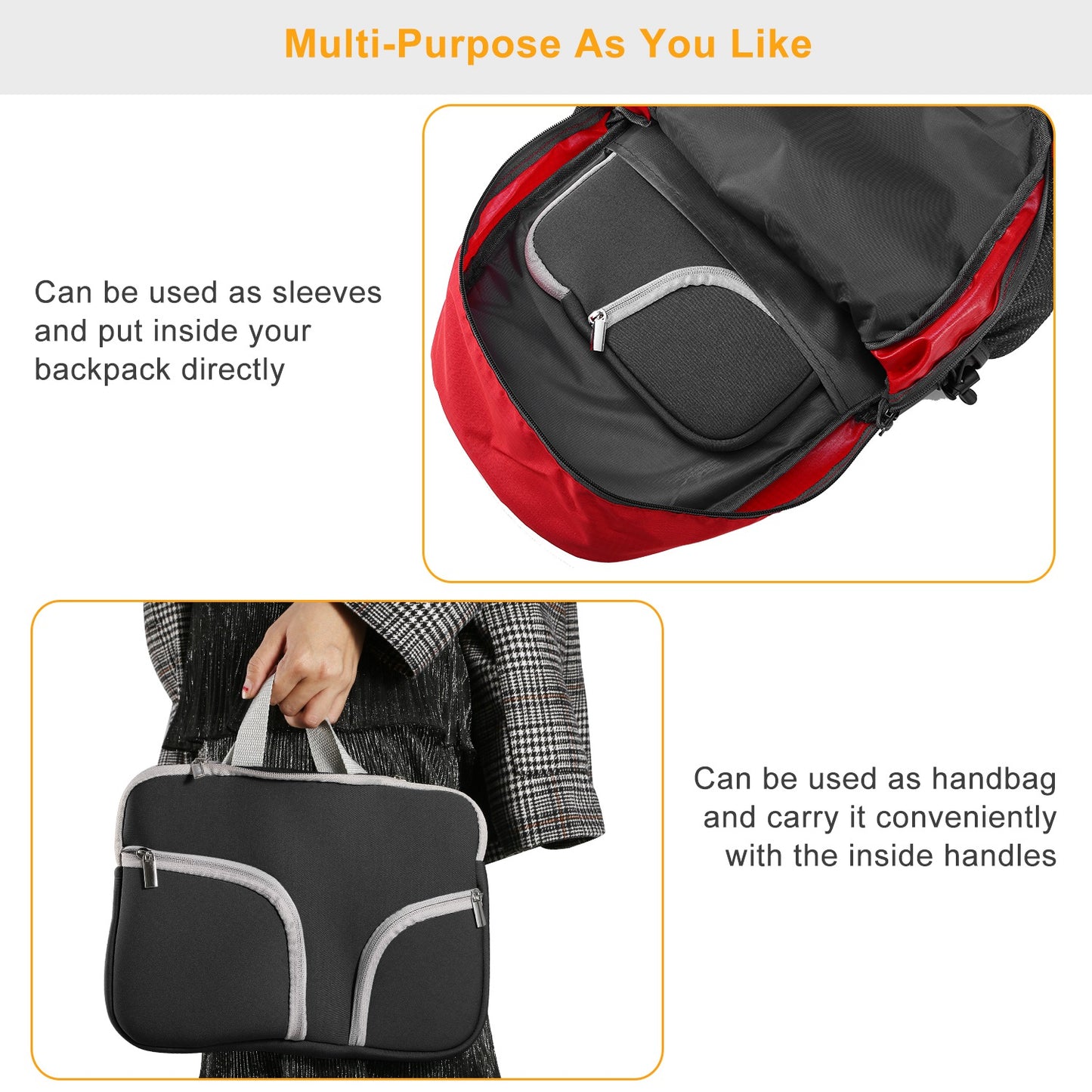 Laptop Sleeve Bag with Front Pockets - Neoprene Protection