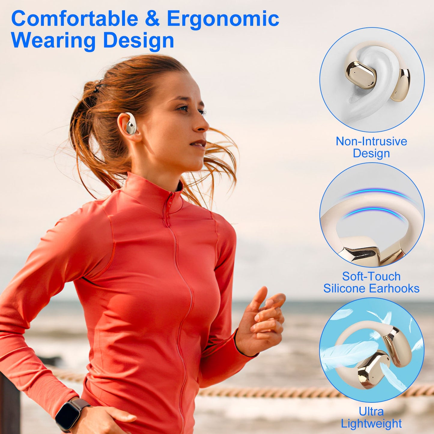 Open Ear Wireless Earbuds with LED Display & 300Hr Standby