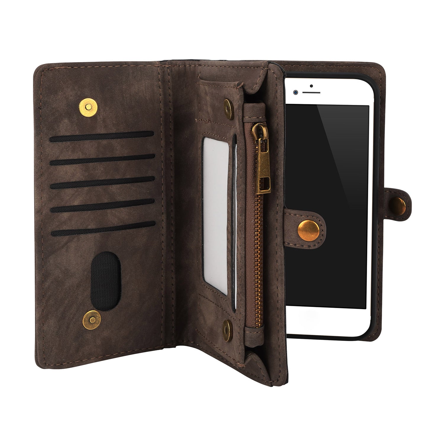 iPhone 8 Plus Wallet Case with 15 Card Slots & Detachable Cover