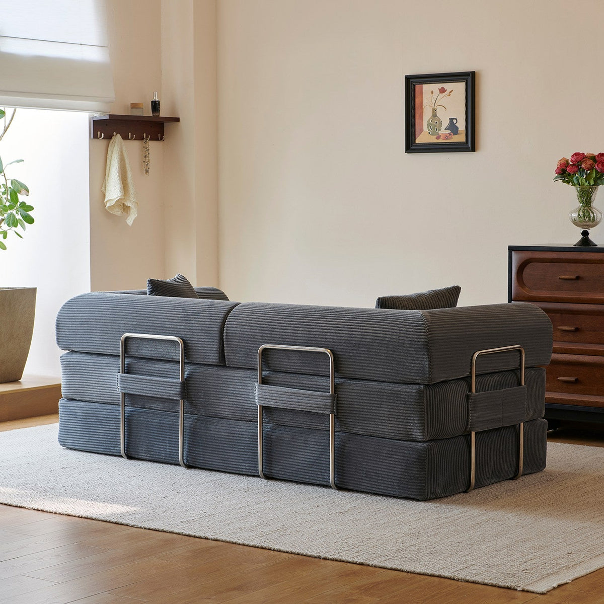 78.8" Convertible Floor Sofa Bed with High Density Foam
