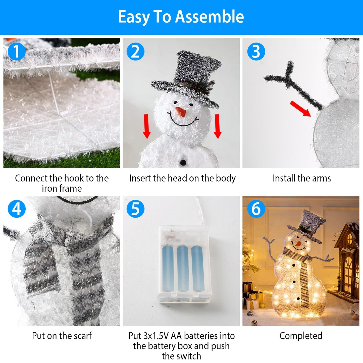 LED Lighted Snowman Christmas Decoration with Collapsible Frame