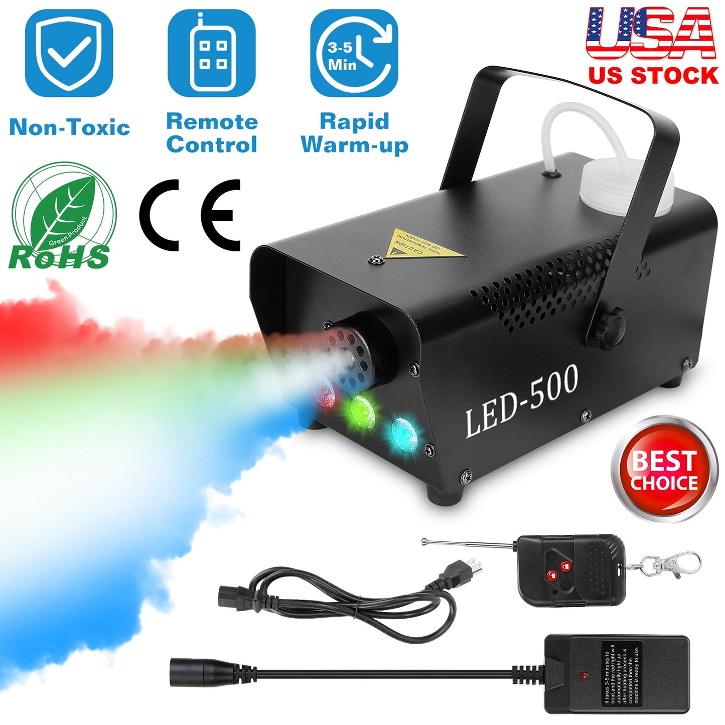 400W Fog Machine with RGB LED Lights and Remote Control