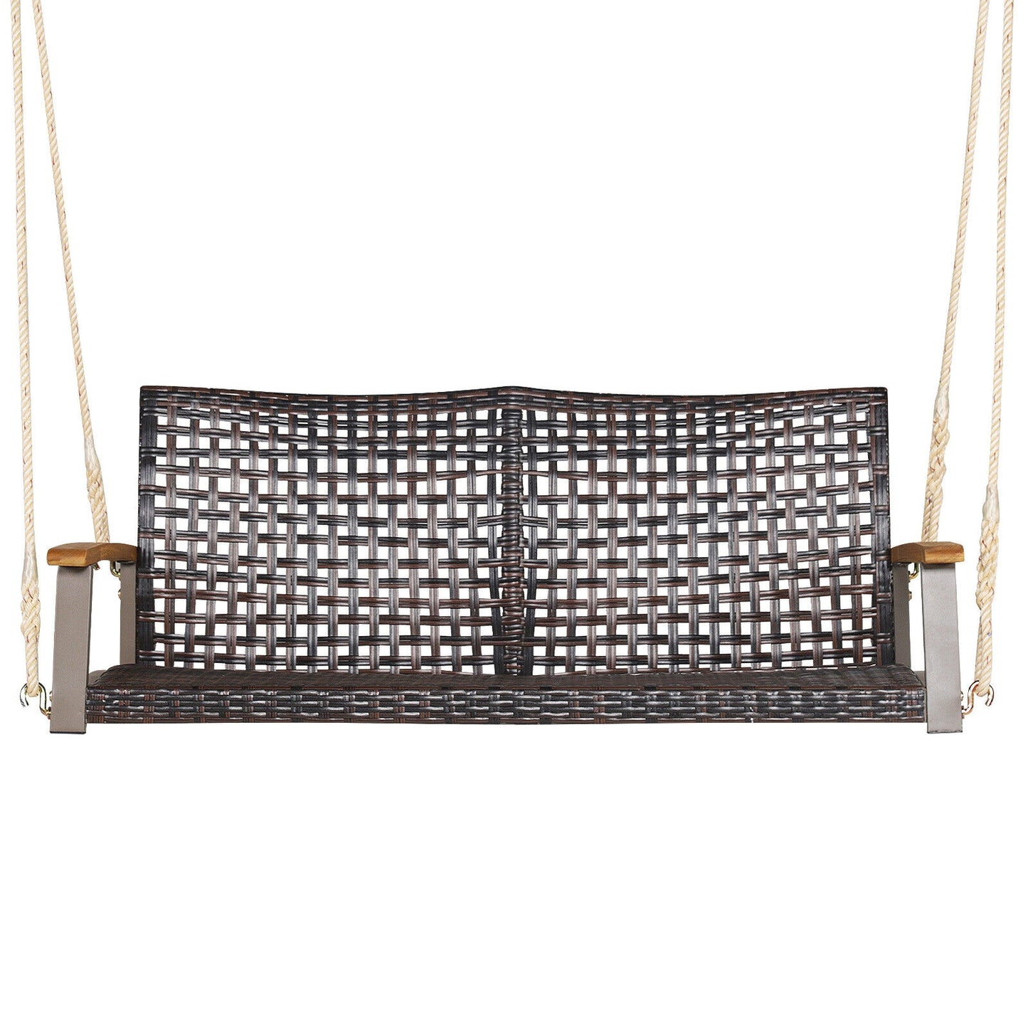 2-Person Rattan Porch Swing Chair with Cushion