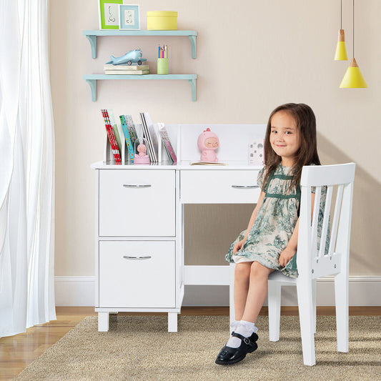 Kids Writing Desk and Chair Set with Storage Drawer