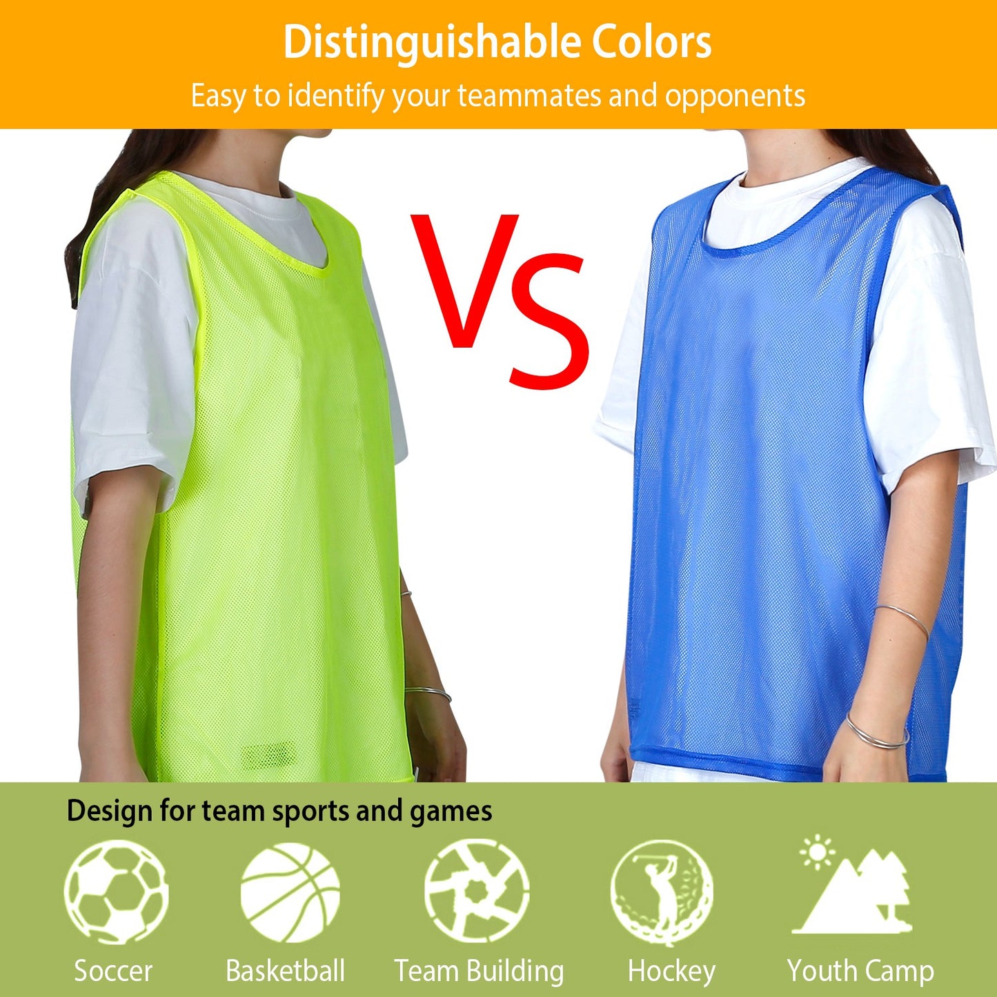 Mesh Scrimmage Vests 5-Pack for Team Sports Training