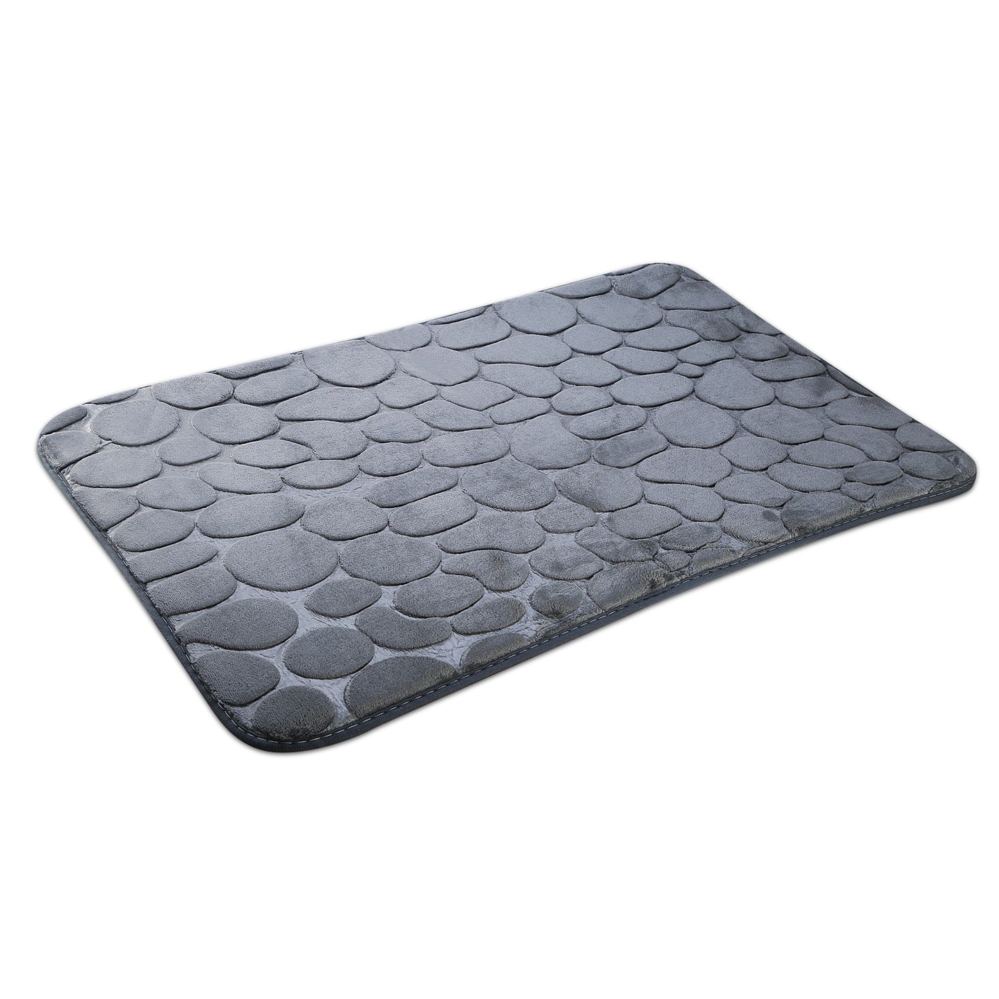 Bathroom Rug Set 2-Piece Non-Slip Flannel Pebble Pattern