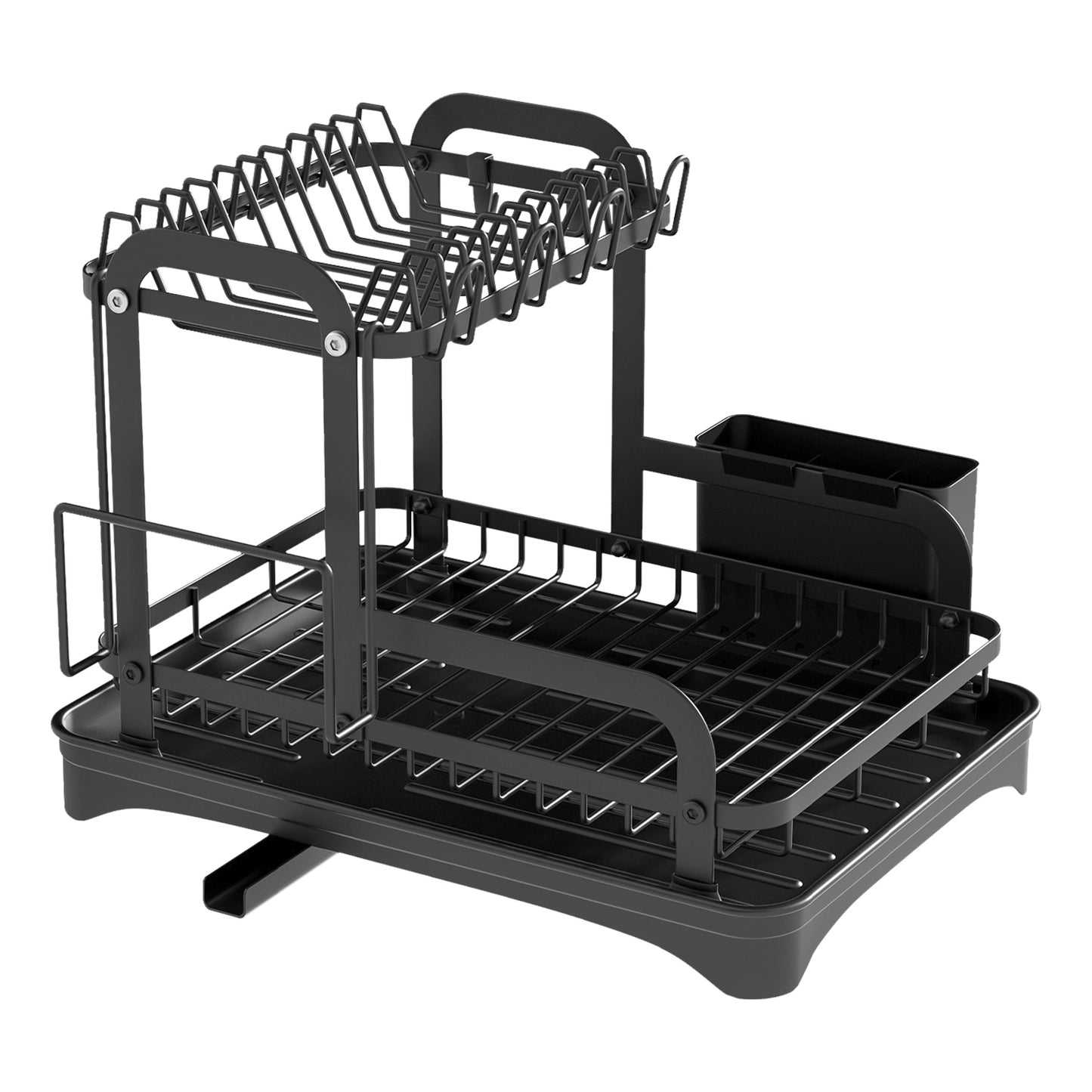 2-Tier Dish Drying Rack with Drainboard and Utensil Holder