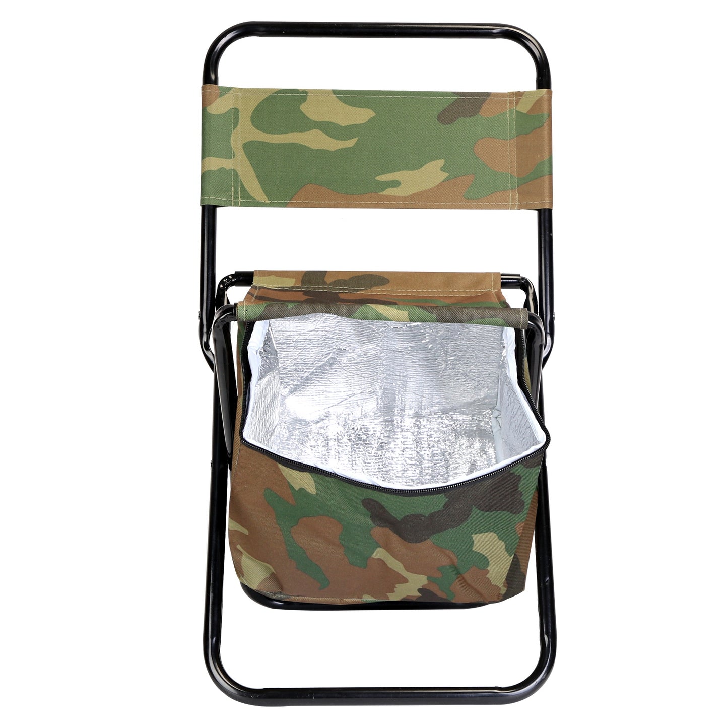Foldable Fishing Chair with Built-In Cooler Bag and Backrest