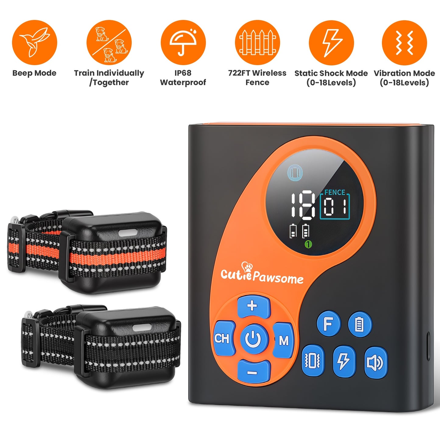 Wireless Dog Fence System with Training Collar – 722FT Range