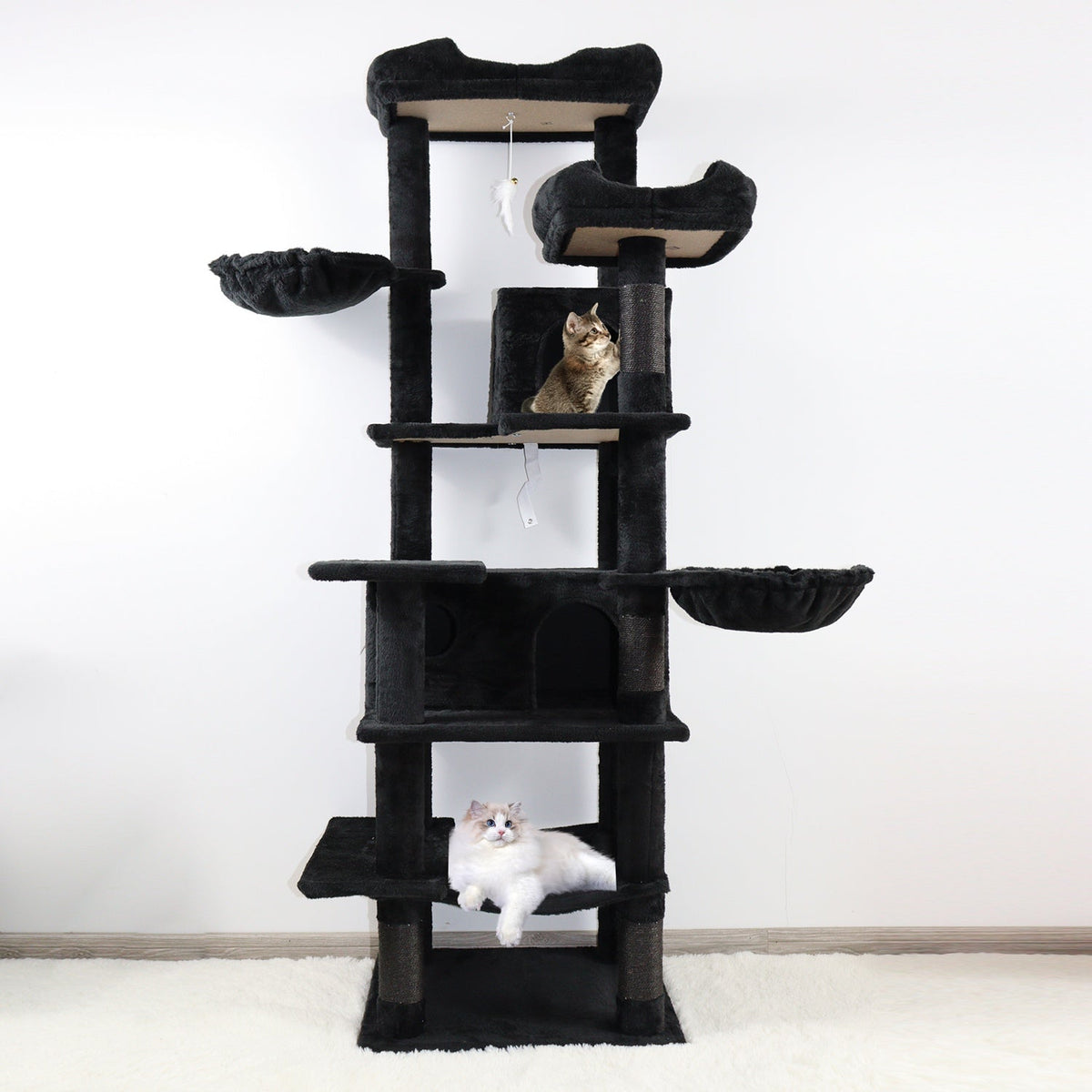 68in Multi-Level Cat Tree Tower with Hammocks & Scratching Posts